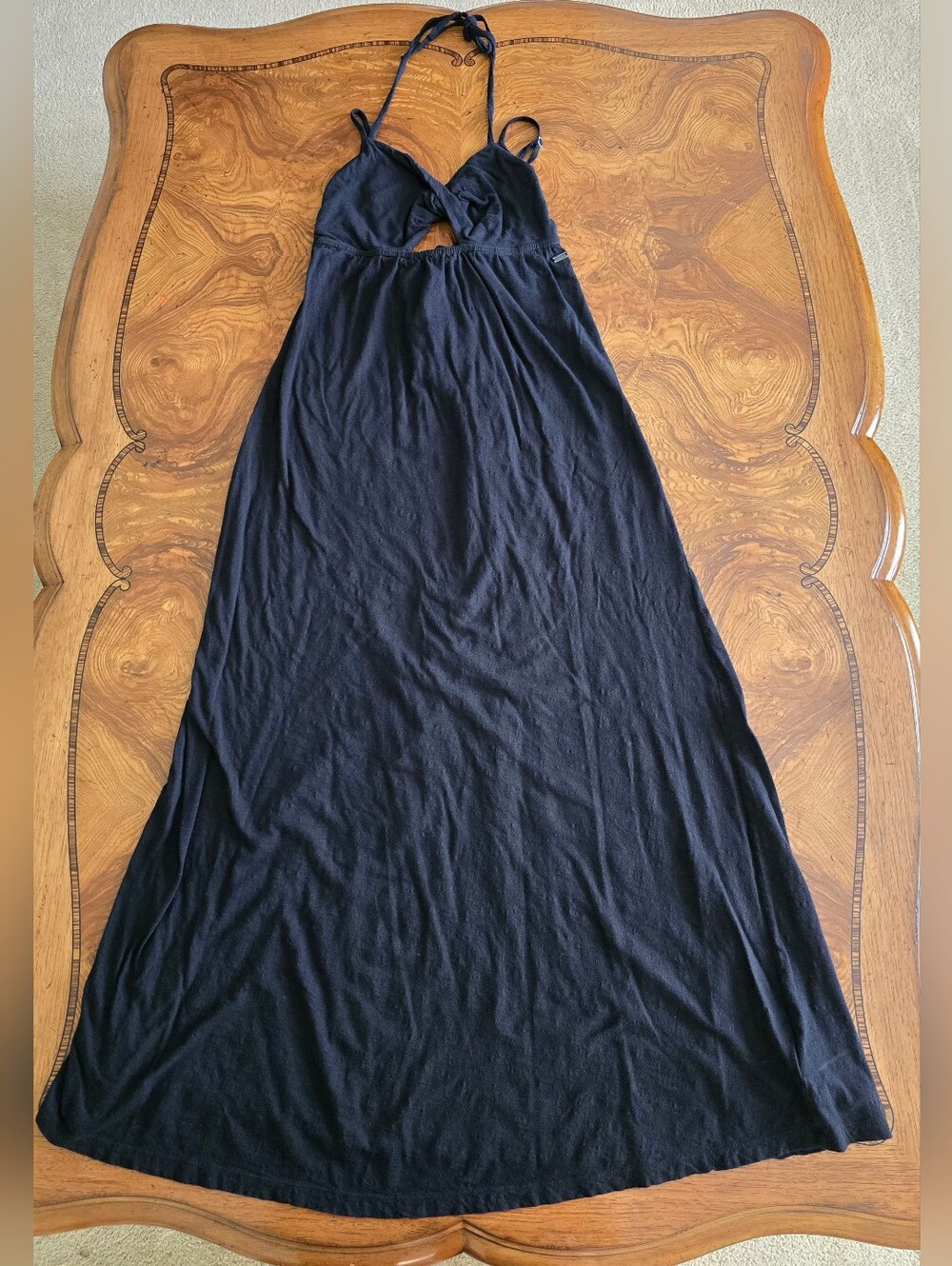 Roxy Black Halter Maxi Dress Womens Size Small, Cotton, Keyhole Bust, Flowy - Picture 1 of 11